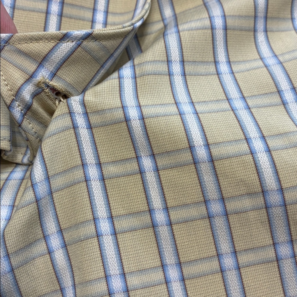 Ermenegildo Zegna Men's Beige and Blue Checkered Shirt - Picture 5 of 5